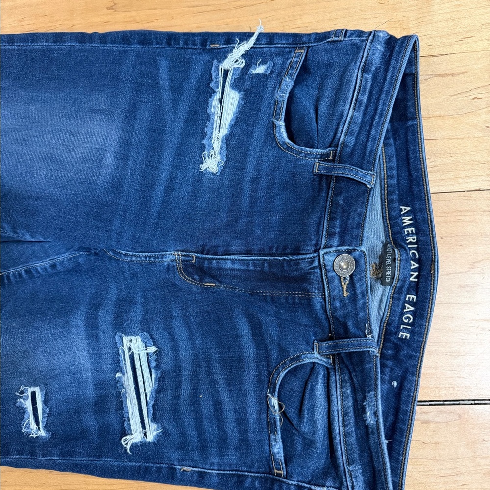 American Eagle Outfitters Women's Dark Blue Ripped Jeggings